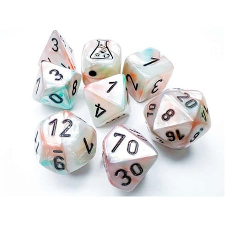 Time2Play Lustrous Luminary Tube Lab Dice - Sea Shell & Black - Set of 7 TI3299048
